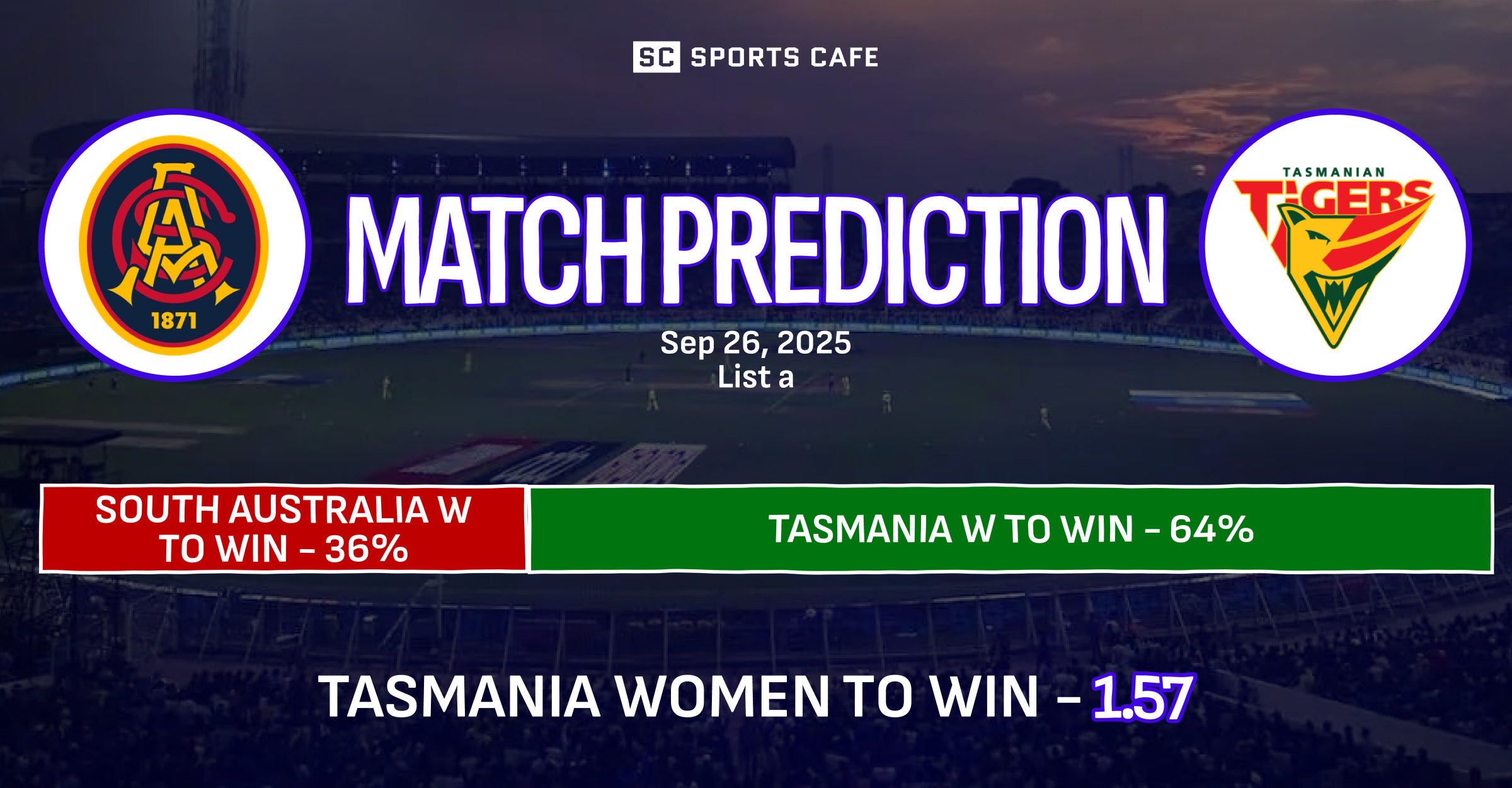 South Australia Women vs Tasmania Women
